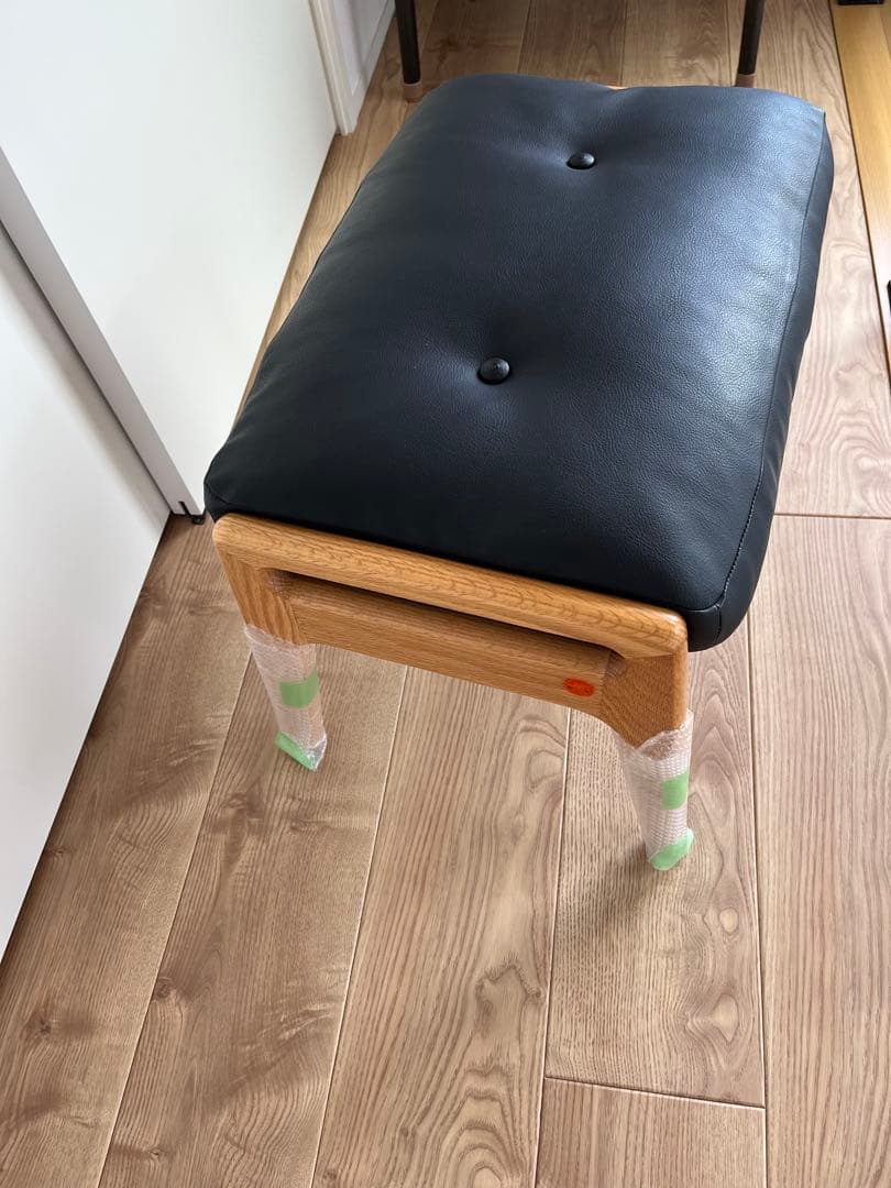 美品MARUNI60 マルニロクマル オットマン レザーブラック　オークフレーム