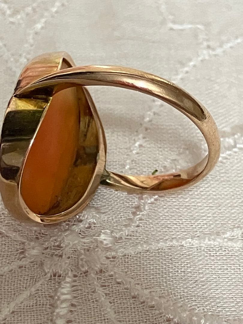 アンティーク　シェルカメオリング　9k