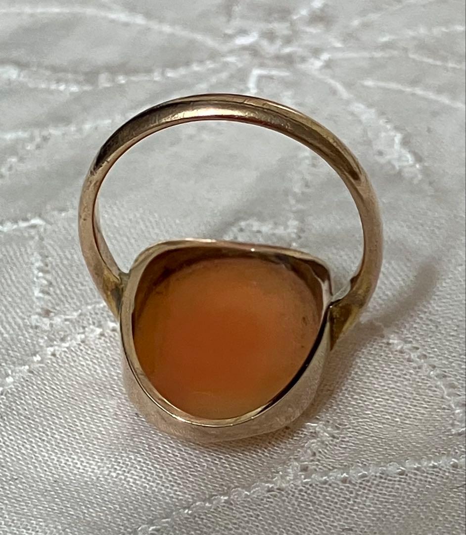 アンティーク　シェルカメオリング　9k