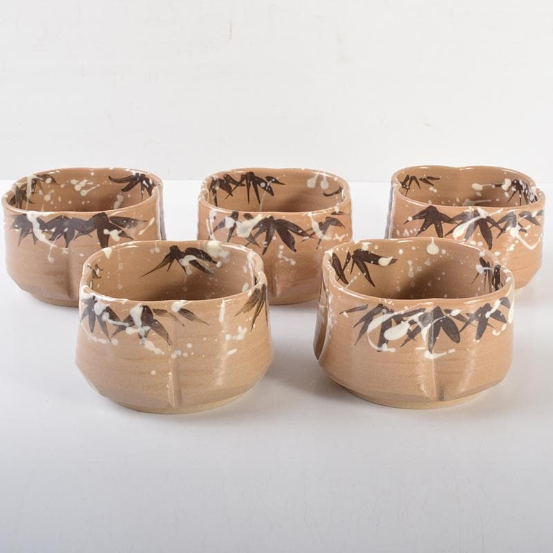 京焼　加陽庵　中村東洸作　乾山意雪笹　小鉢　五客　共箱　D　R6723