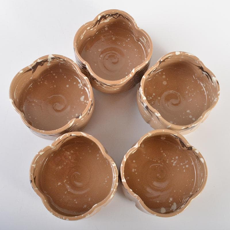 京焼　加陽庵　中村東洸作　乾山意雪笹　小鉢　五客　共箱　D　R6723