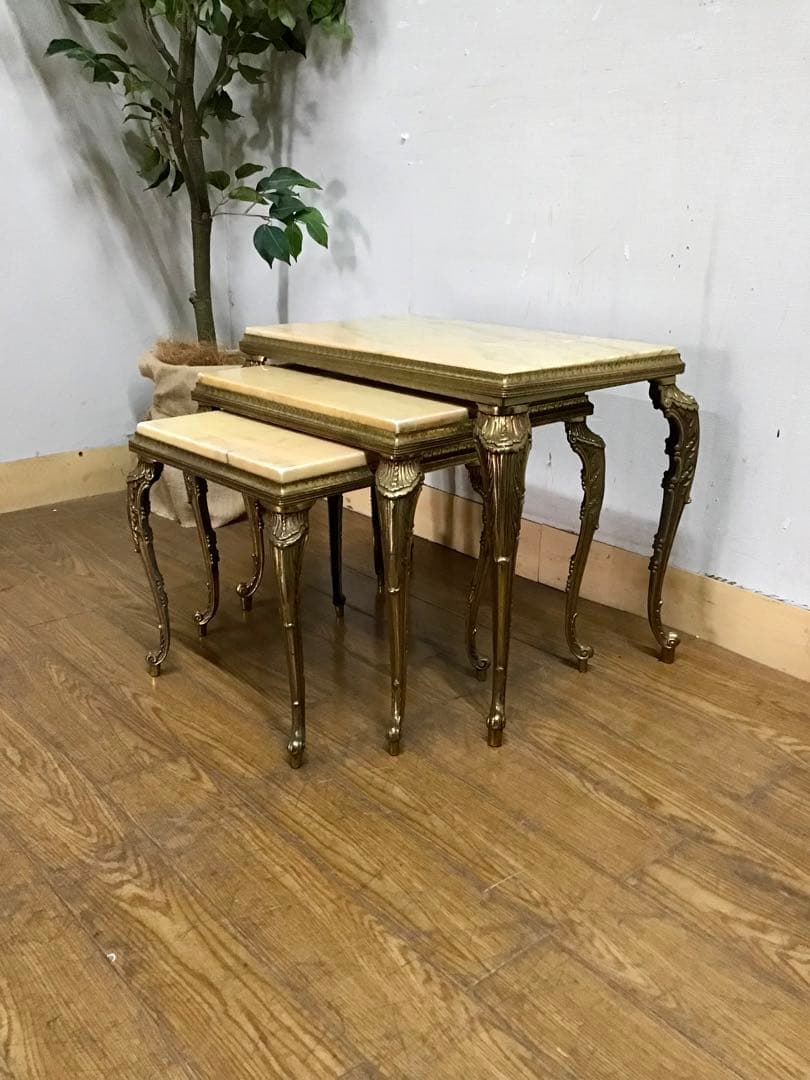 hata☆管367☆ロイズアンティークス☆マーブルトップ☆ネストテーブル