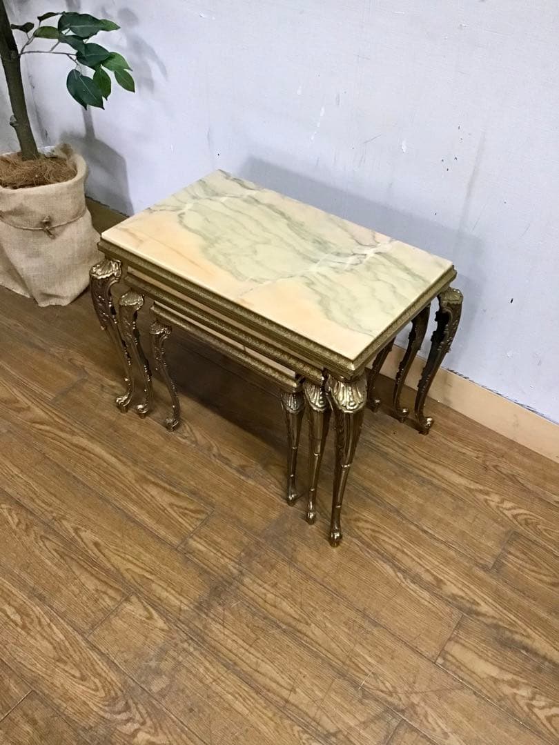 hata☆管367☆ロイズアンティークス☆マーブルトップ☆ネストテーブル