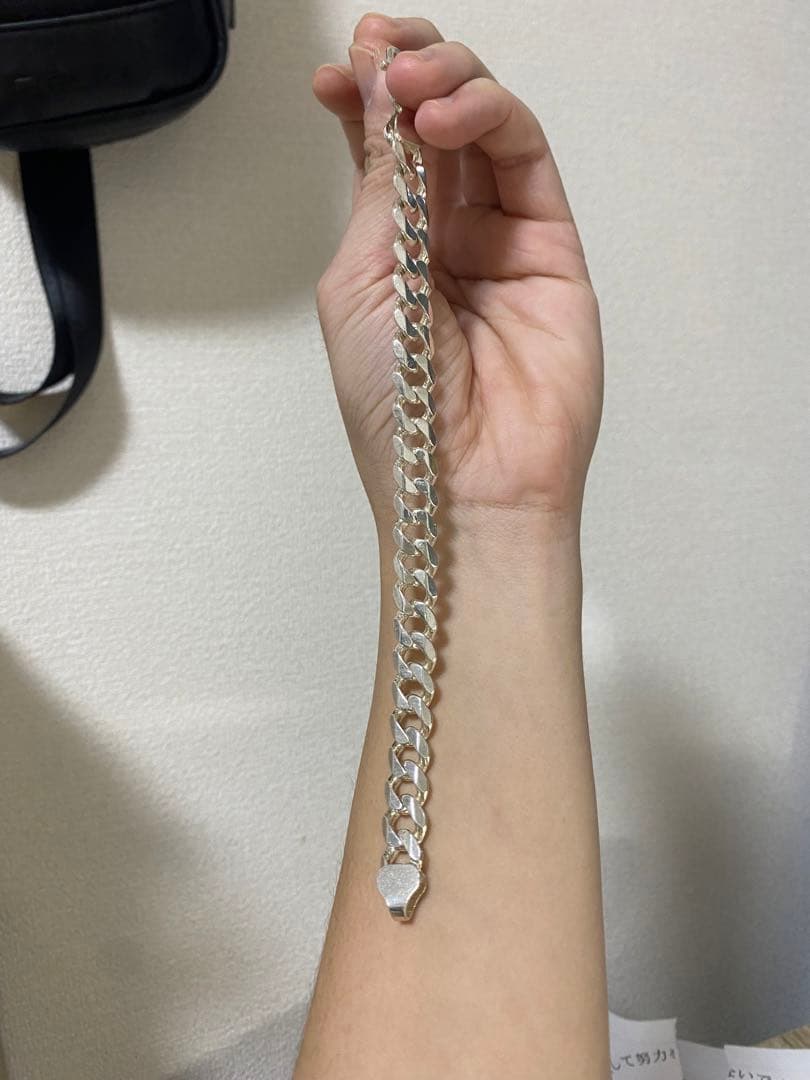 新品・未使用 シルバー925 メンズ チェーンブレスレット 無垢 銀