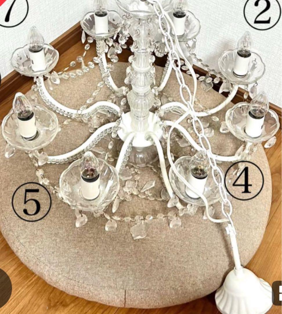 ◆プリンセスシャンデリア　《8灯》アンティーク ホワイト 姫系