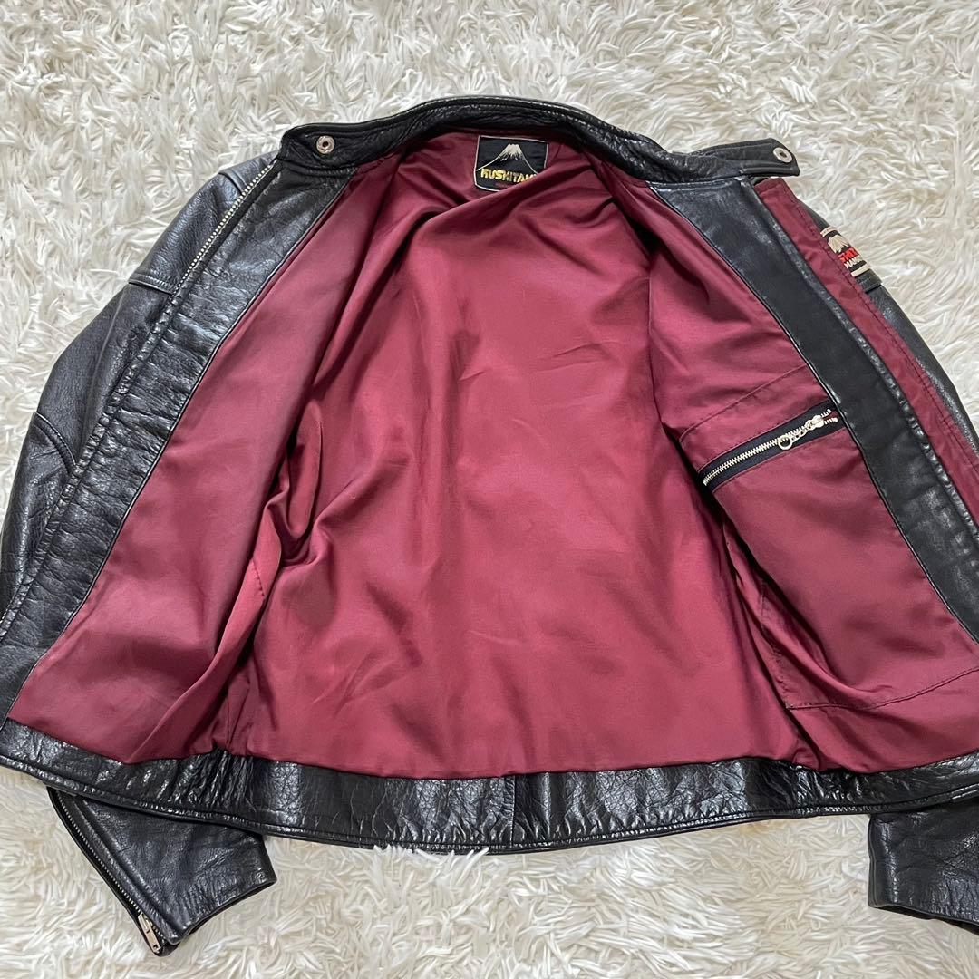 【美品】クシタニ　シングルライダースジャケット　ラムレザー　ワッペン　ブラック