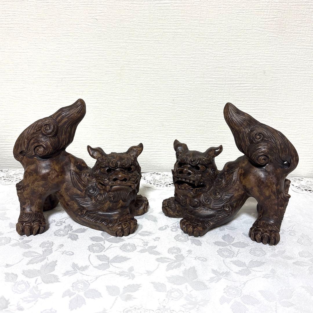 シーサー像 陶器製　在銘