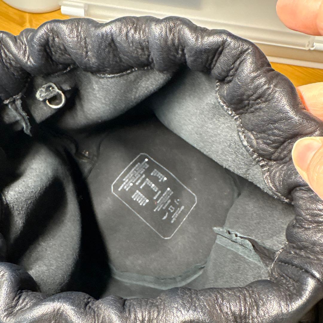 黒 レザー 巾着型ショルダーバッグ cian en paclam