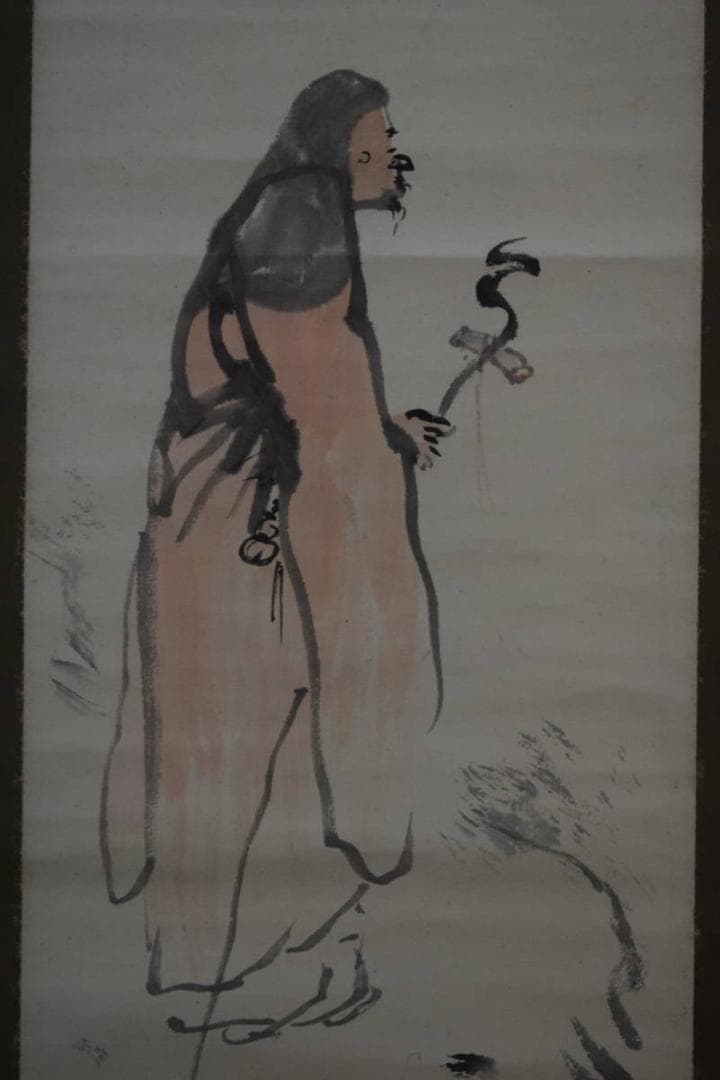 真作/木村杏園/人物画賛/布袋屋掛軸HF-640