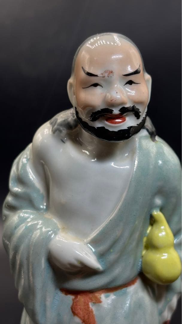 中国美術 古玩 色絵陶人形 陶器人形 高さ約24cm 置物 オブジェ 古董品