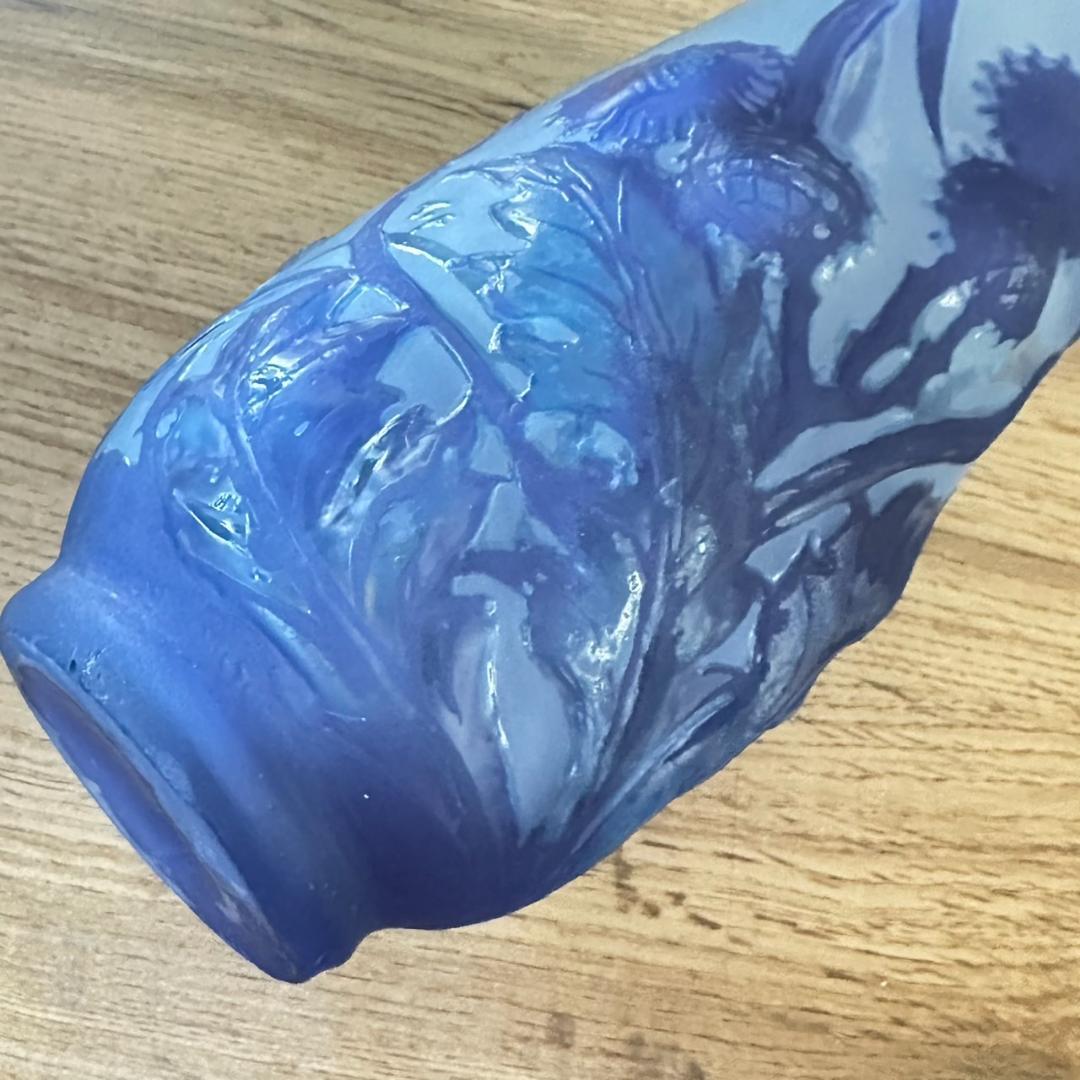 【証明書】 エミールガレ　芥子紋　　花瓶　技法スフレ　被せガラス　高さ28cm