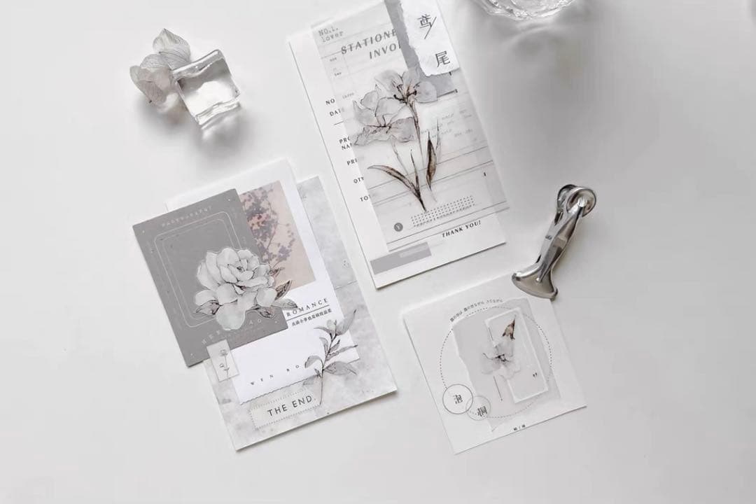 雀斑茶《素白・雾蓝》海外マスキングテープ　マステ 【2614】