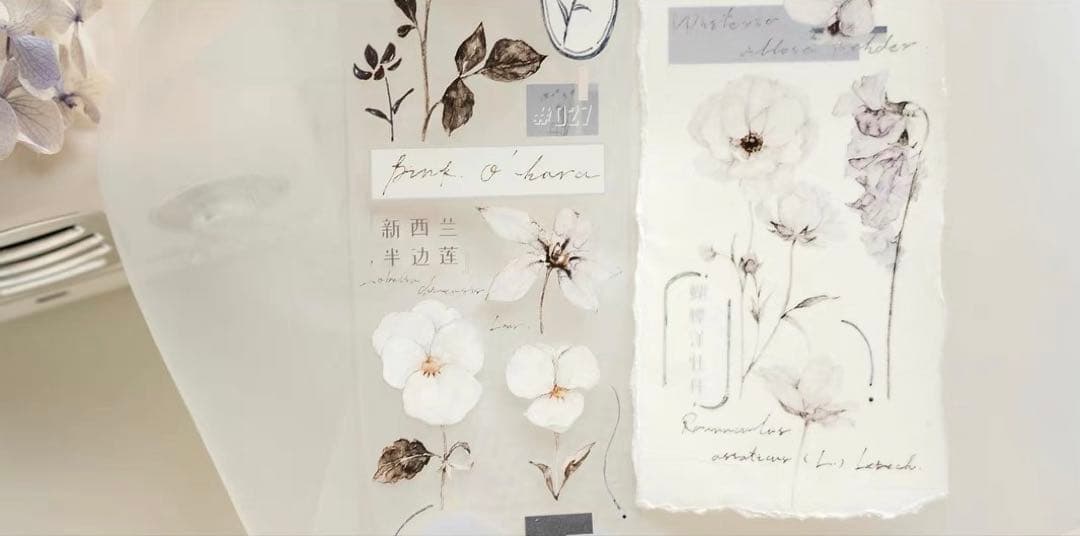 雀斑茶《素白・雾蓝》海外マスキングテープ　マステ 【2614】