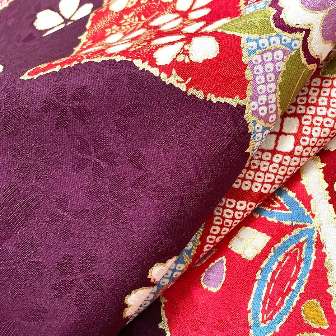 ⭐︎K0818 美品 正絹 振袖 レンタル店放出品 ガード加工 熨斗柄 紫 9号