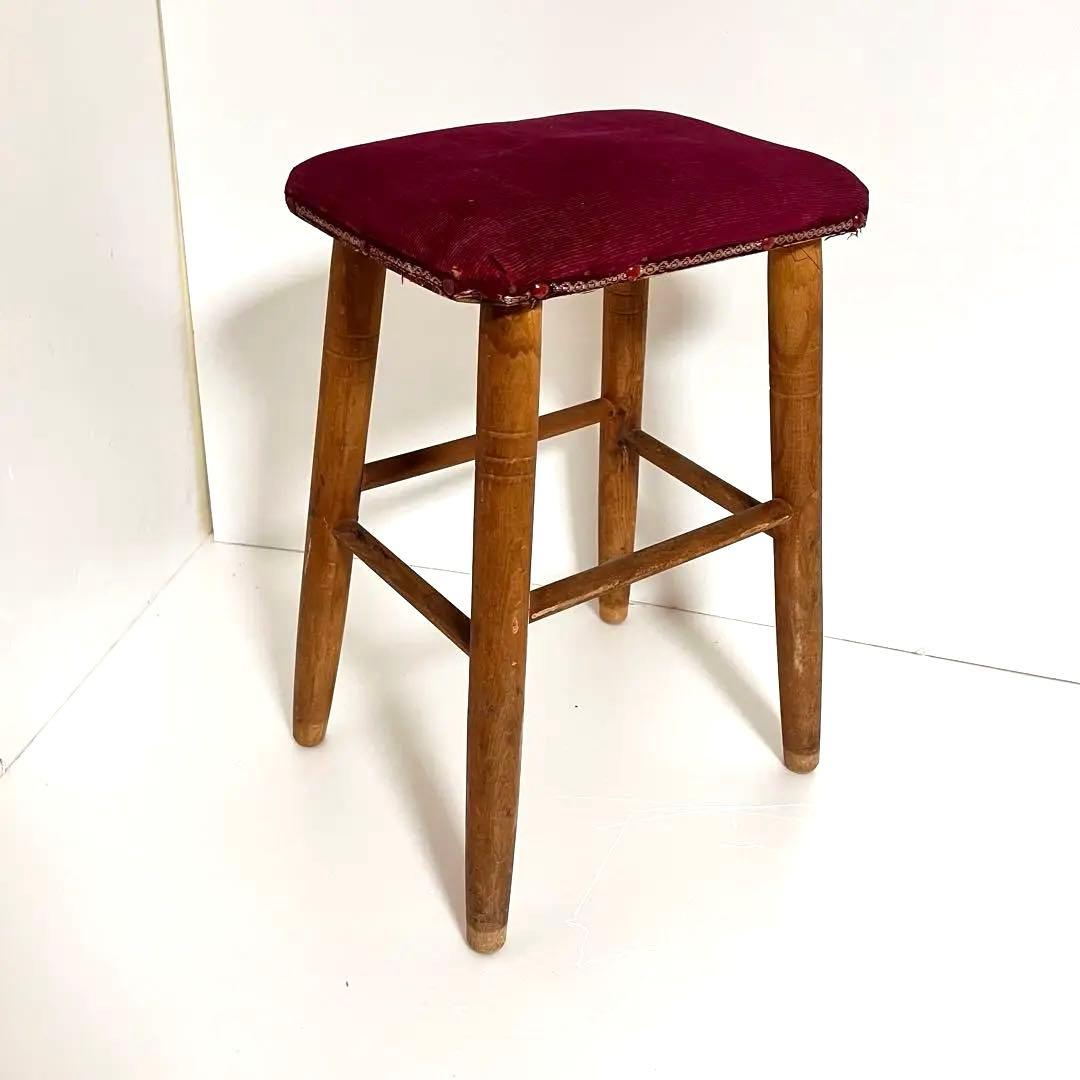 【大人気・ビンテージ】ミシン専用 スツール ベルベット 昭和レトロ