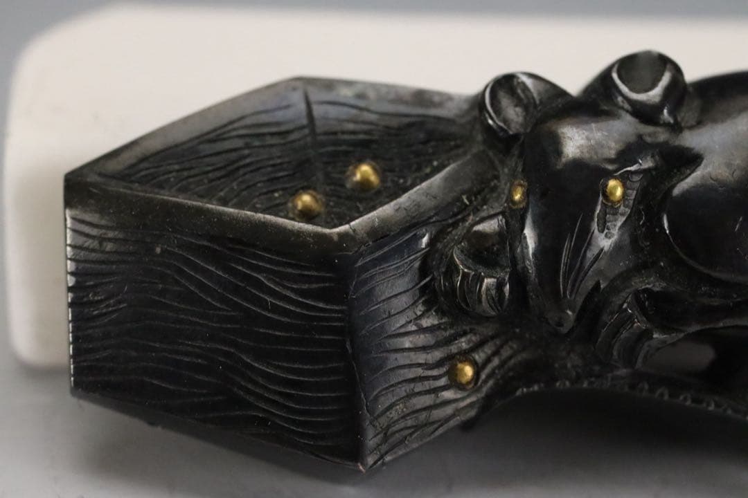 時代刀装具 無銘 京金工 桝に鼠図目貫 赤銅地 容彫 金色絵 保存刀装具鑑定書