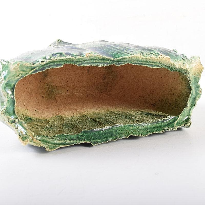 わさび　織部焼　加藤敬也作　花生　扁壷　共箱　V　8184