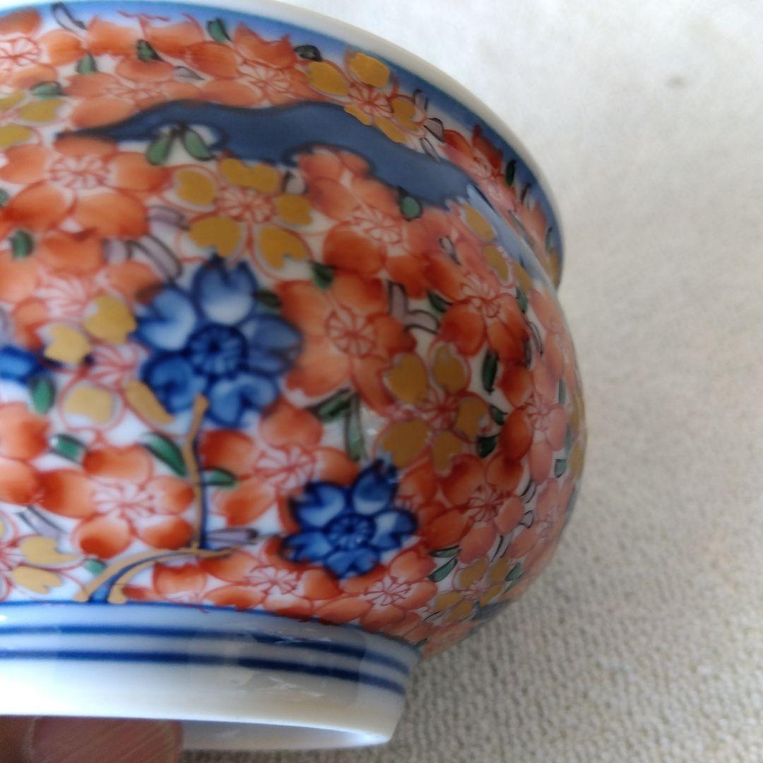 新春セール館林源右衛門作　染錦楼閣紋様蓋付湯呑