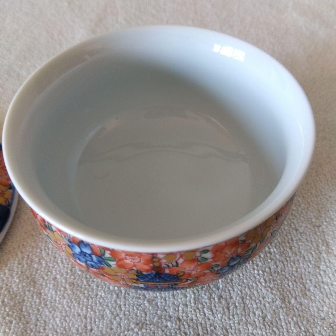 新春セール館林源右衛門作　染錦楼閣紋様蓋付湯呑