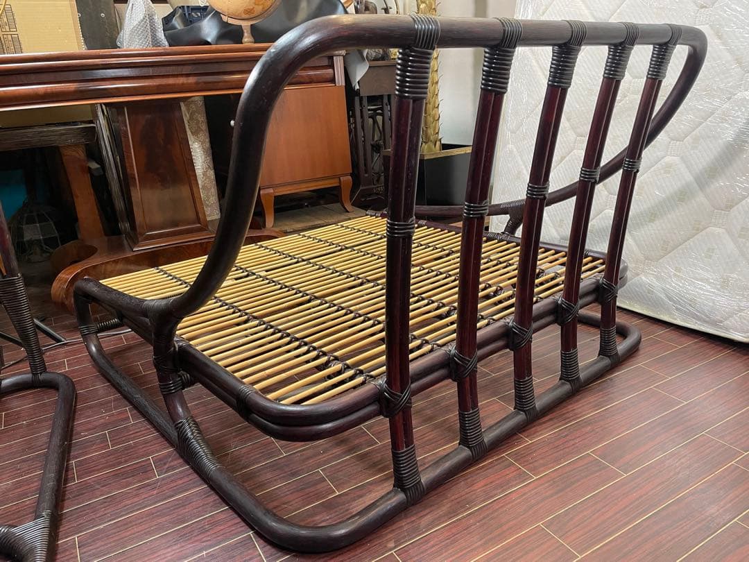 ワイ・エム・ケー長岡 ラタン シングルベッド 籐 分割式 すのこ状 マットレス