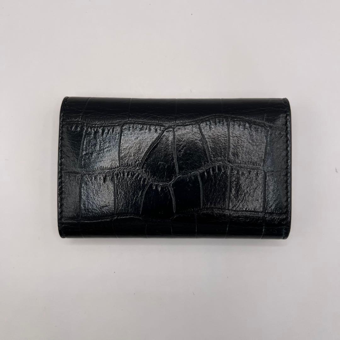 CELINE キーケース　クロコ　6連　ブラック　型押し　カーフスキン　黒色