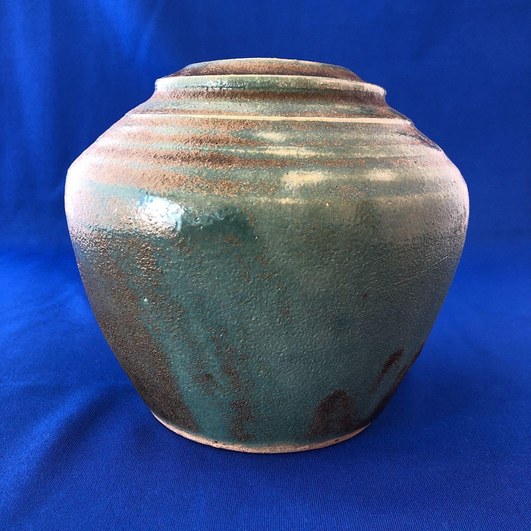 益子焼　濱田晋作　青釉花瓶