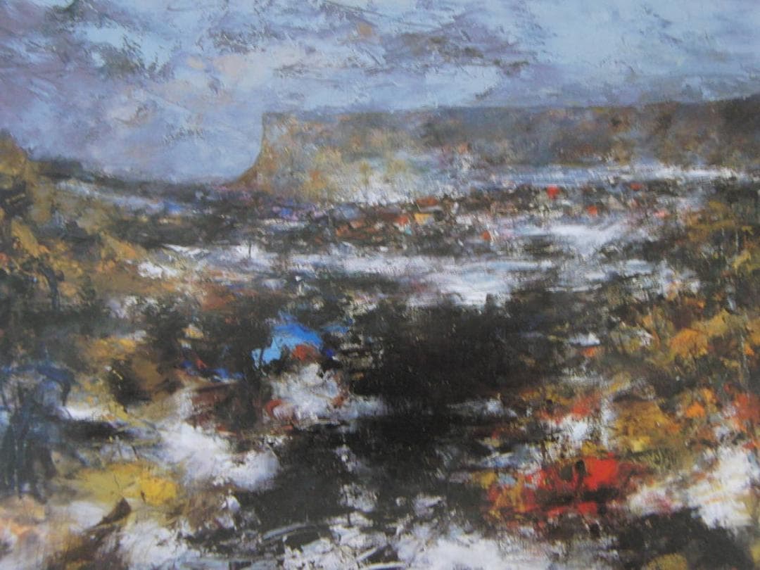 小池タケシ、【北の漁村（落石）】、希少な額装用画集より、新品額装付