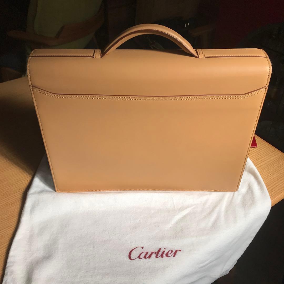 カルティエCartier マストライン　カーフブリーフケース　ライトブラウン