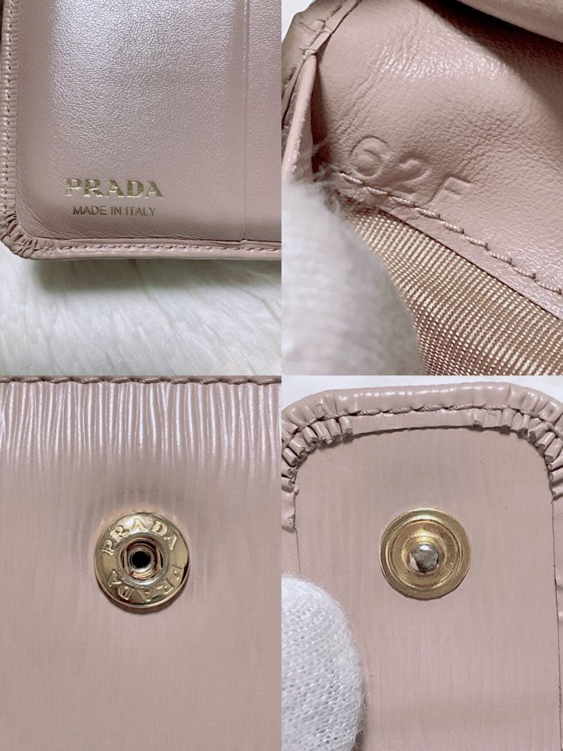 ♡美品♡プラダ 二つ折り財布 サフィアーノレザー 三角ロゴ L字ファスナー