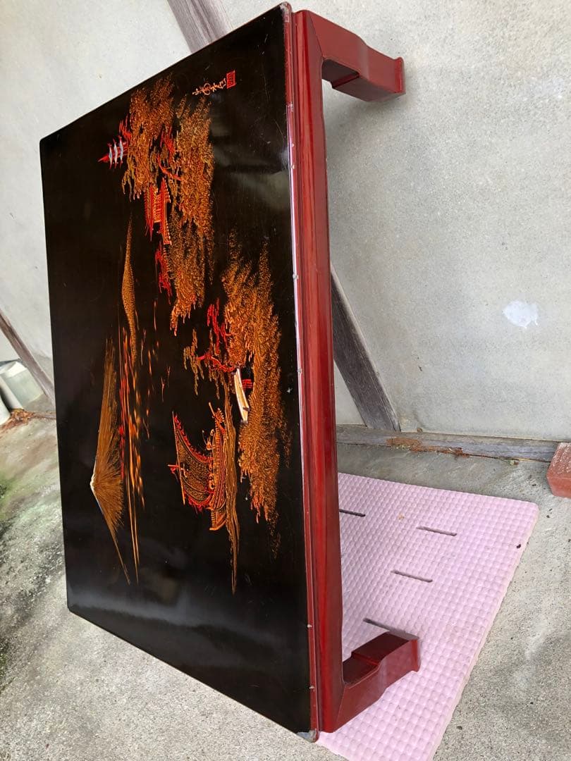 アンティーク家具　座卓 ちゃぶ台 風景画デザイン　豪華　レトロ