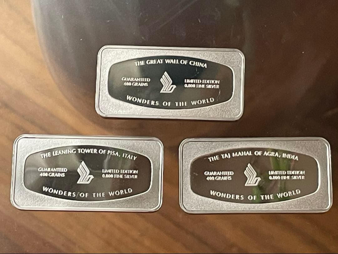 シンガポール航空　記念シルバー インゴット ＋1970年NZ記念