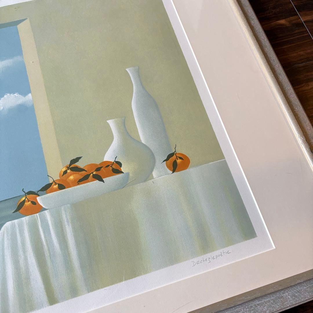 オレンジ リトグラフ サイン有り 額装 74/100 絵画 F