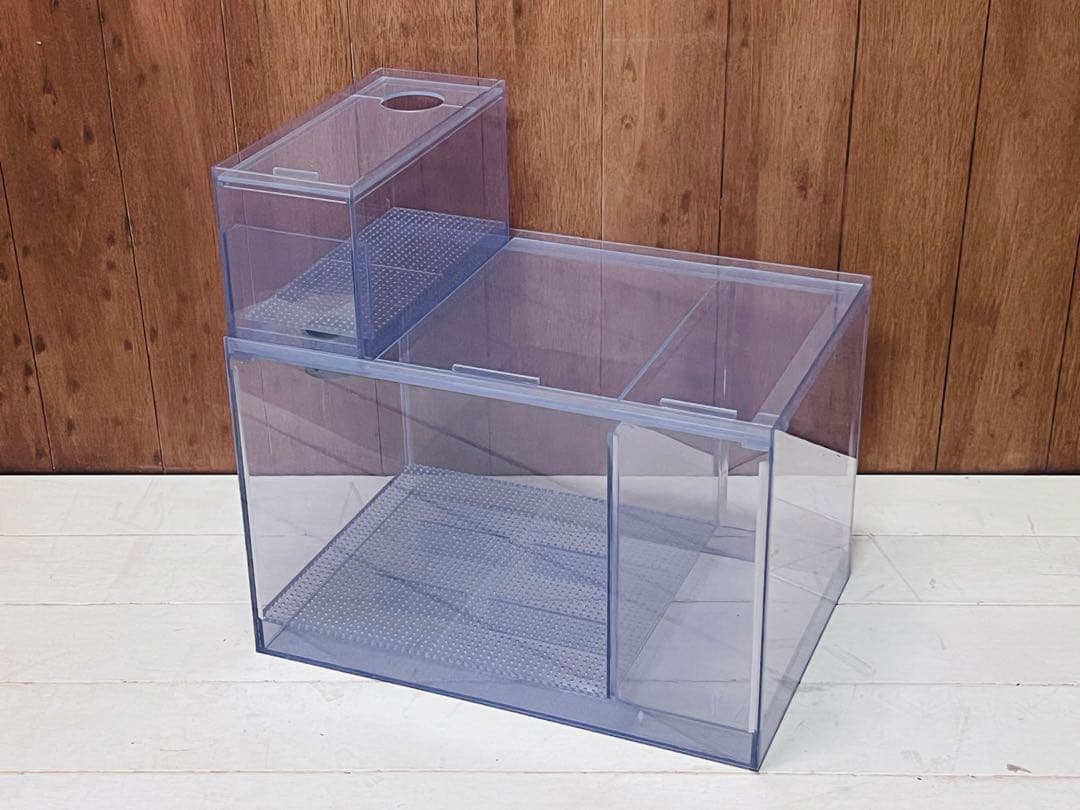 600×450x450x㎜オールガラスオーバーフロー水槽セット　ブラックシリコン