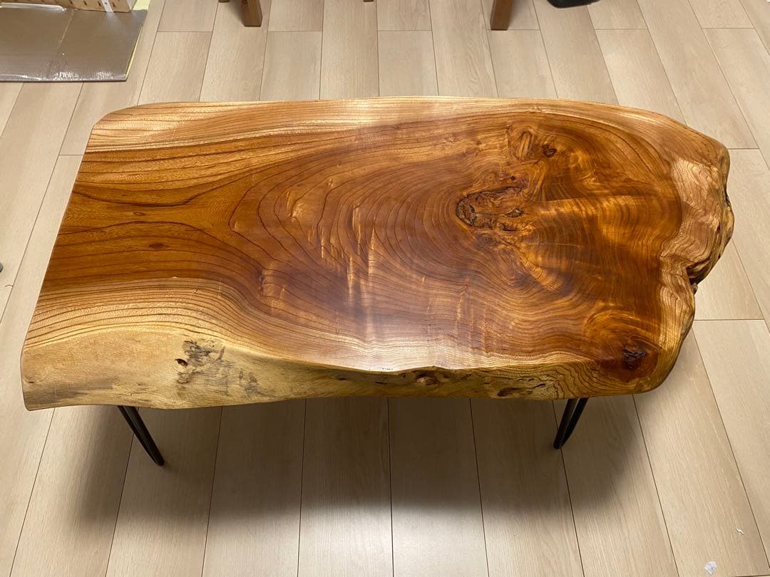 けやき　欅　天然板　一枚板　ローテーブル　無垢材