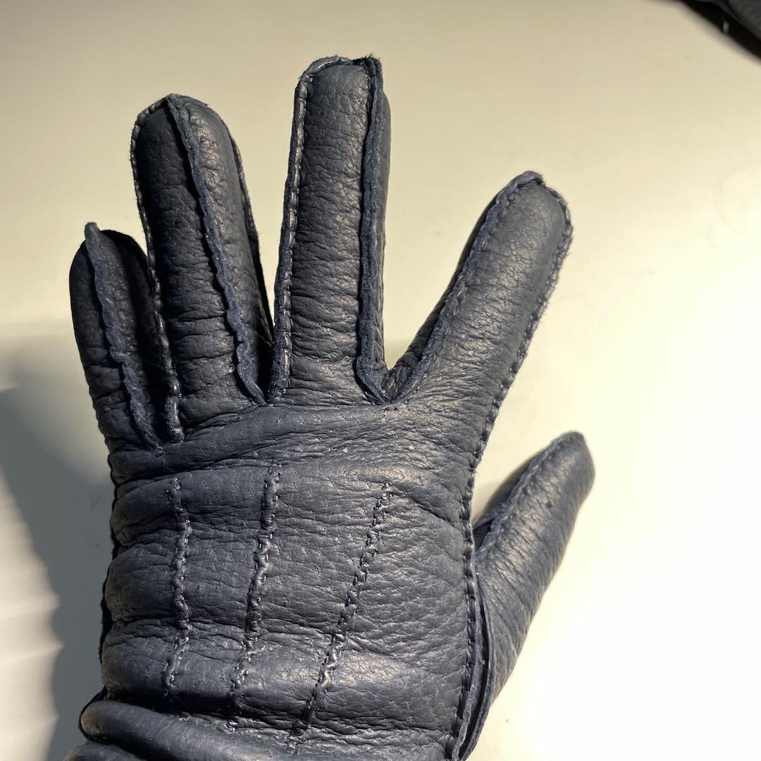 MEROLA ペッカリー革 ネイビー（紺色）ライニング有り　カシミア100%