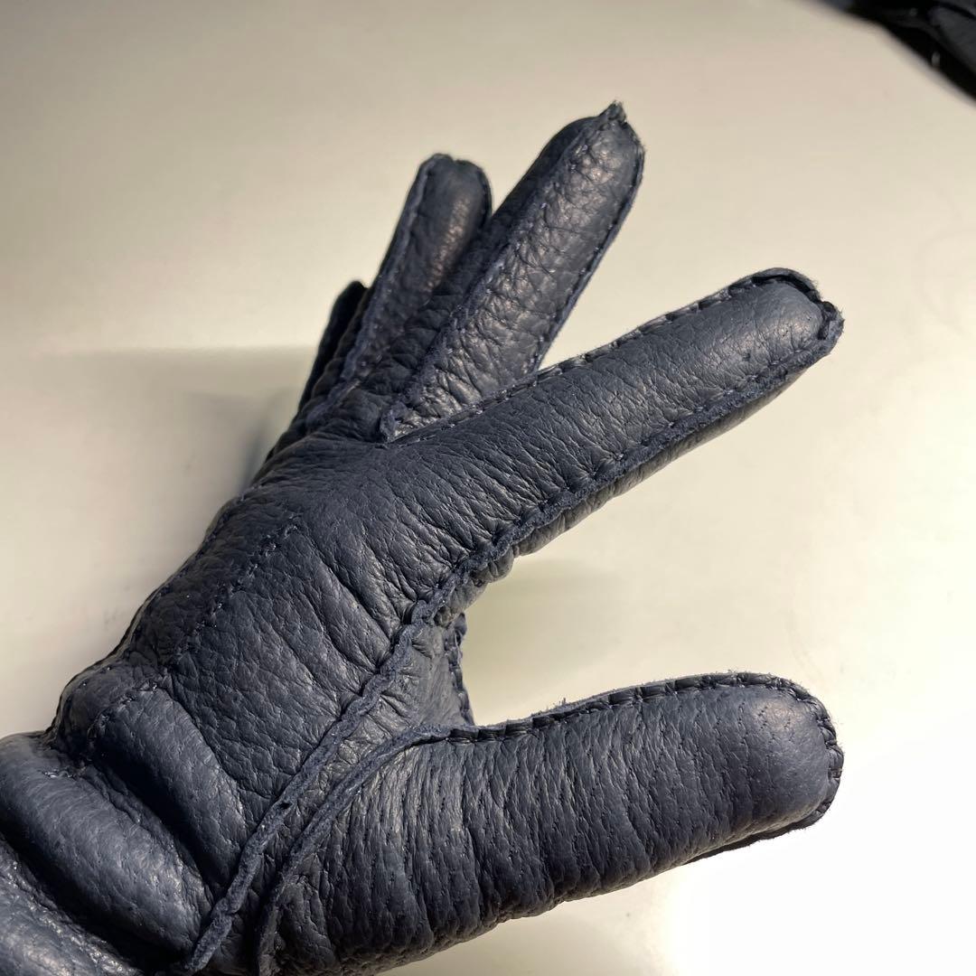 MEROLA ペッカリー革 ネイビー（紺色）ライニング有り　カシミア100%