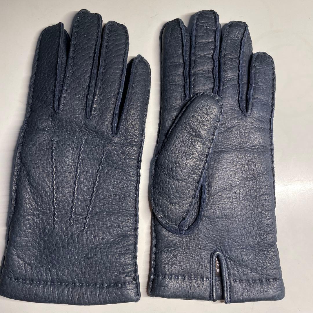 MEROLA ペッカリー革 ネイビー（紺色）ライニング有り　カシミア100%