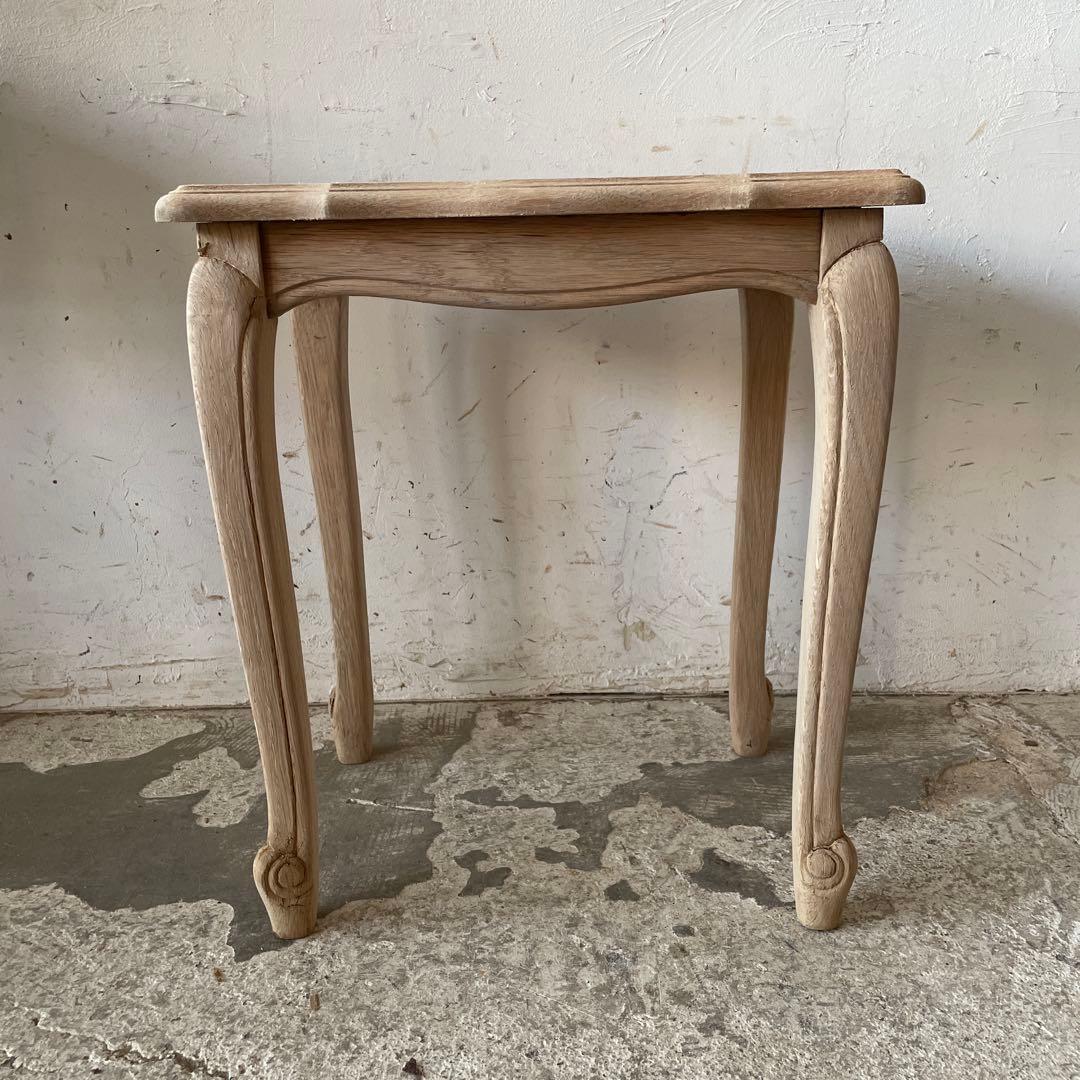 ガラストップサイドテーブル ガラストップベッドサイドテーブル　小　猫脚　剥離