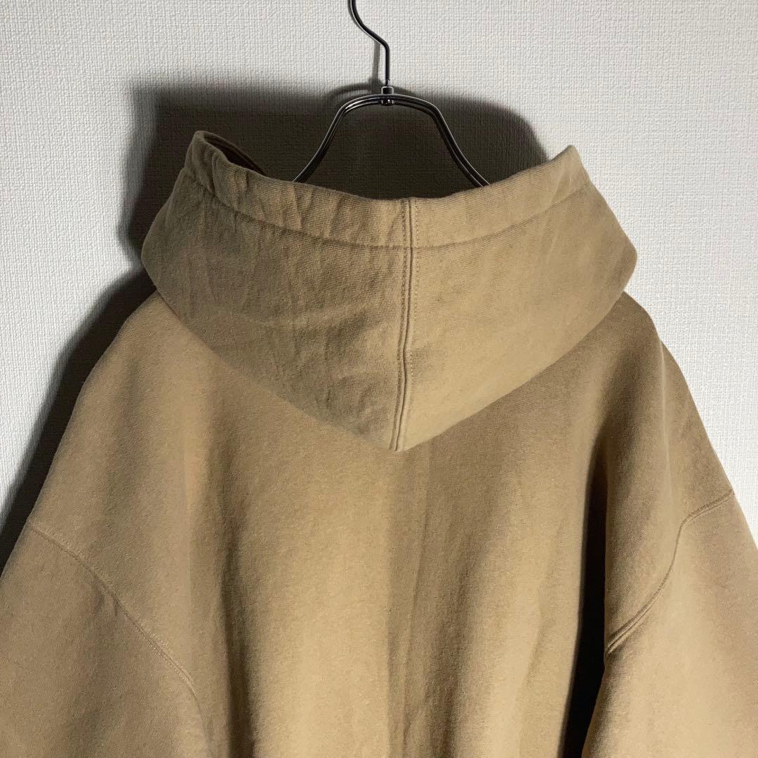 SUPREME フルジップパーカー スモールロゴ 刺繍 裏起毛 ベージュ L.