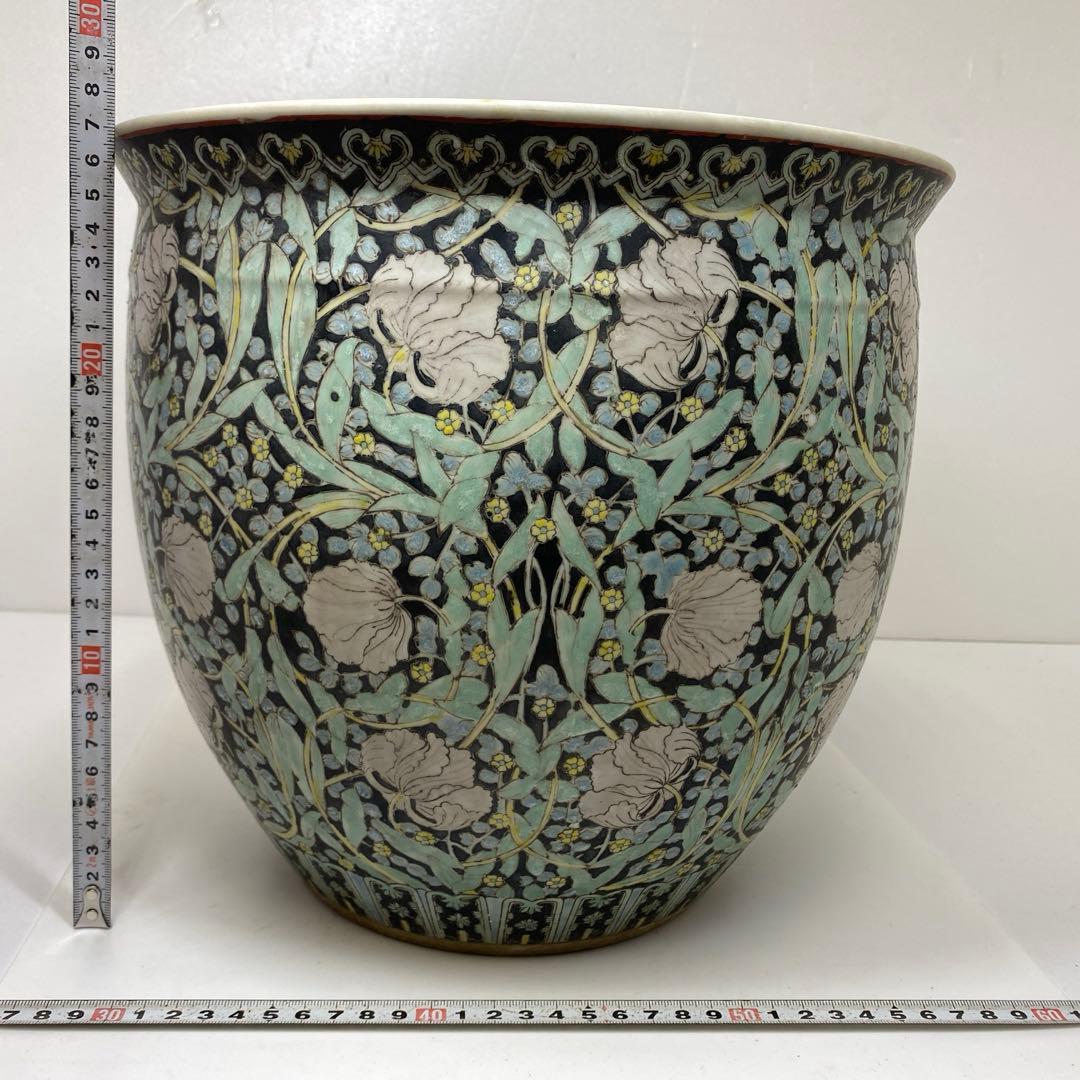 専用　中国清時代　粉彩大鉢　高さ約27㎝　タエチ　東さ7-0130☆2F