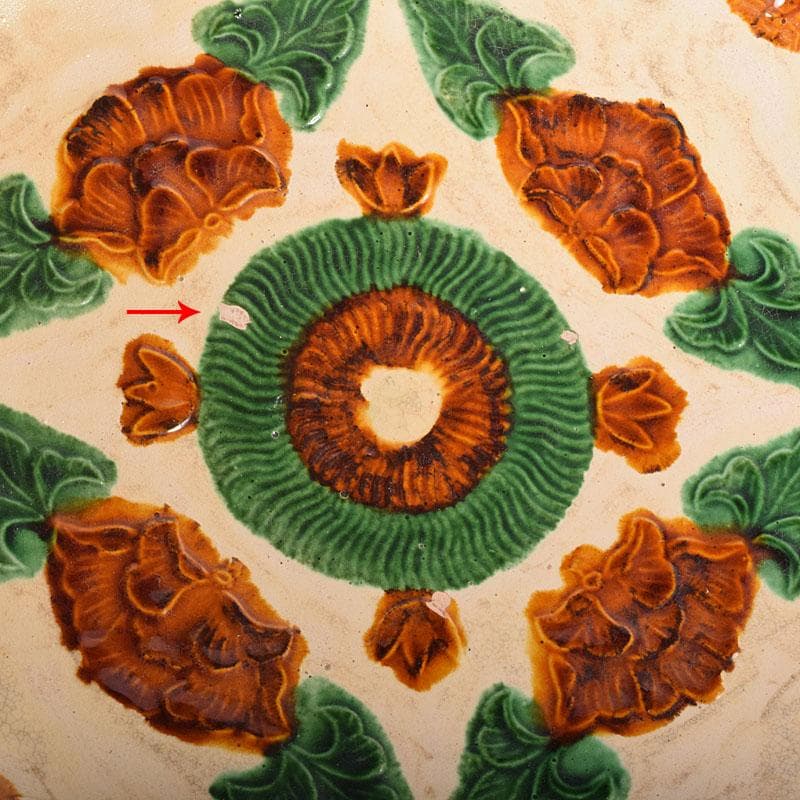 中国　唐三彩　花文　大皿　飾皿　直径約31㎝　V　R8014C