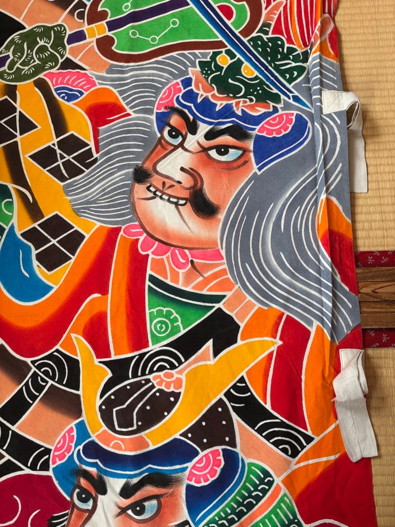 のぼり旗　５人武者　当時物　 71✖️750 1－5