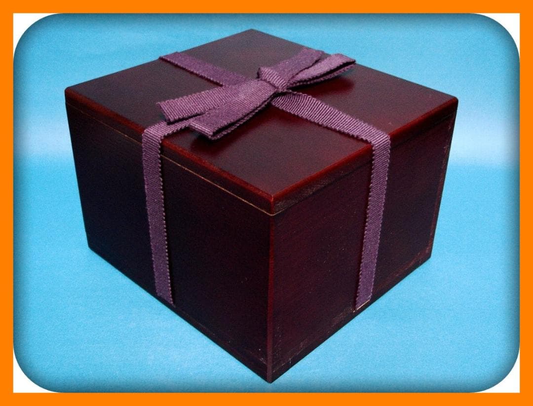 786『木製 空箱（長方形 紐付き）』紫　/骨董品 古美術 アンティーク 古玩