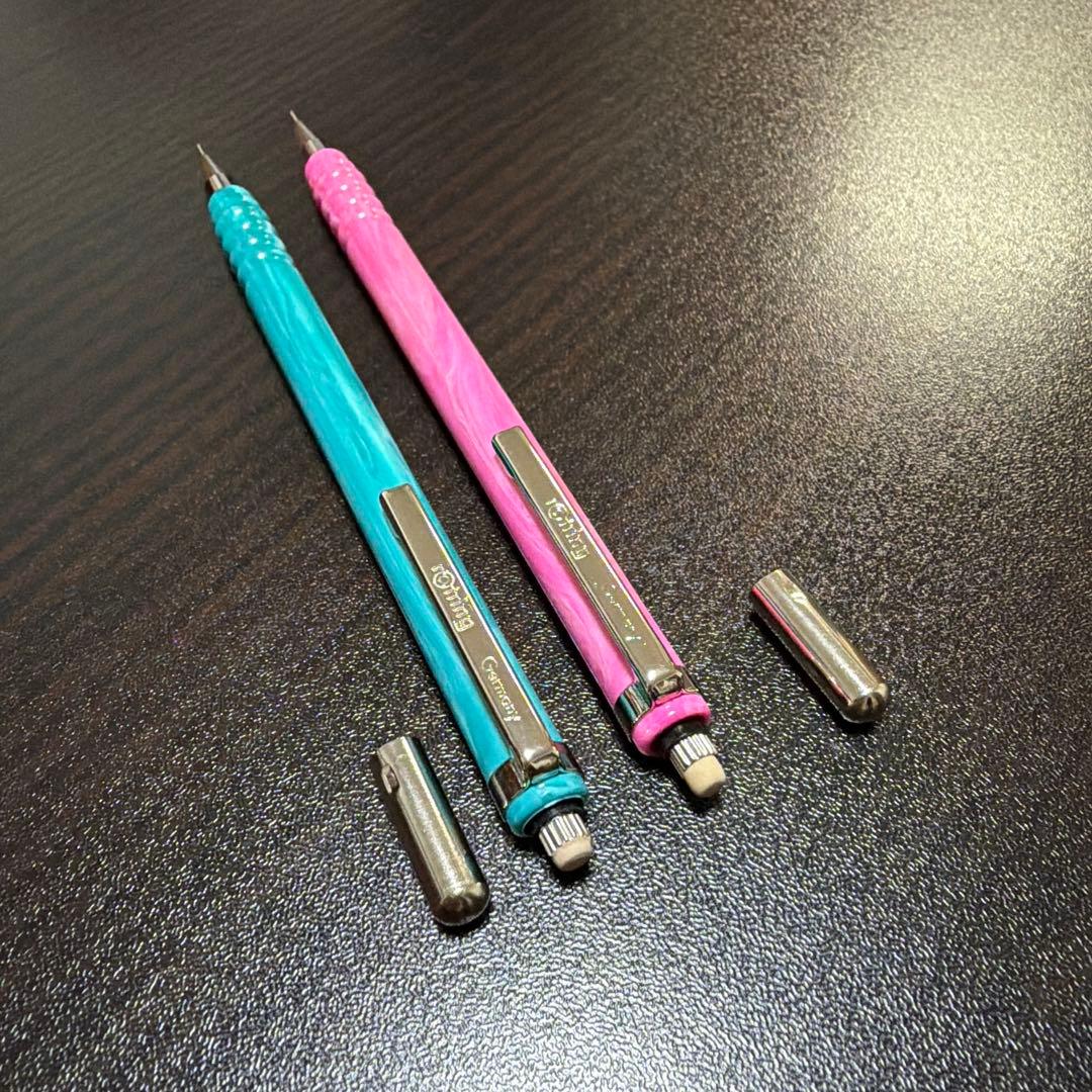 未使用　ロットリング　ティッキースペシャル　ターコイズ&ピンク　マーブル2本