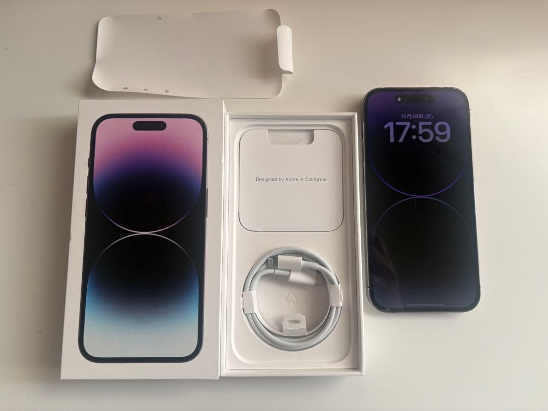 Apple iPhone14Pro 128GB ディープパープル 本体+ケーブル