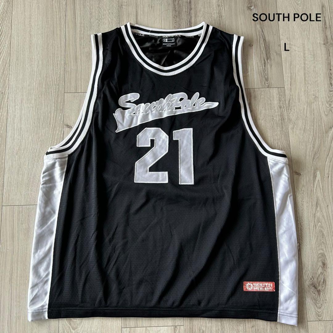 SOUTH POLE サウスポール タンクトップ 黒 L メッシュ ヒップホップ