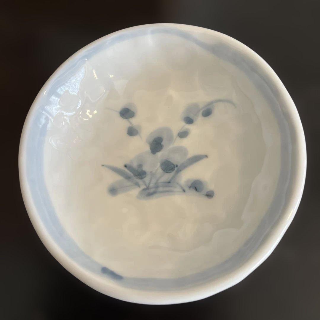 青木龍山　染付　小鉢　5枚セット　手捻り　共箱　送料無料