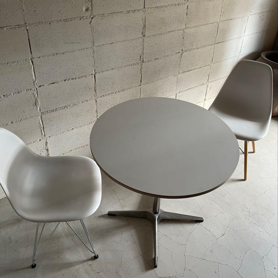 ラウンドテーブル　シェルチェア 3点セット　ミッドセンチュリー　カフェテーブル