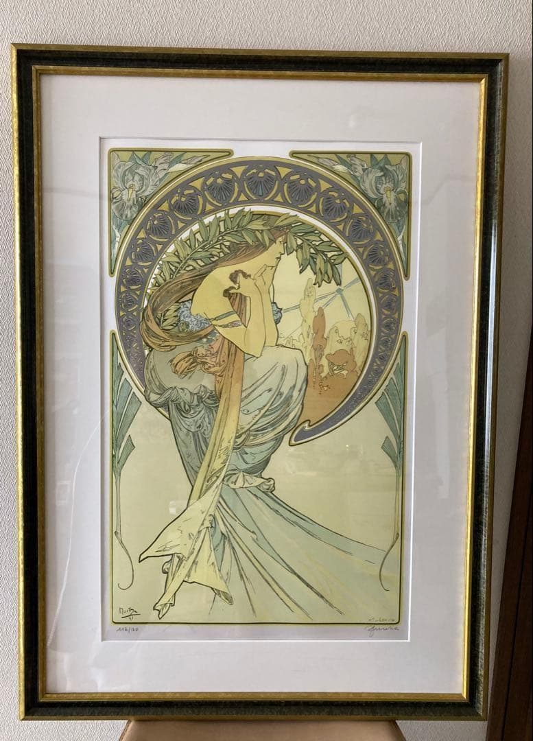 激レア★大判 ミュシャ 版画額 シリアルナンバー サイン付き アート