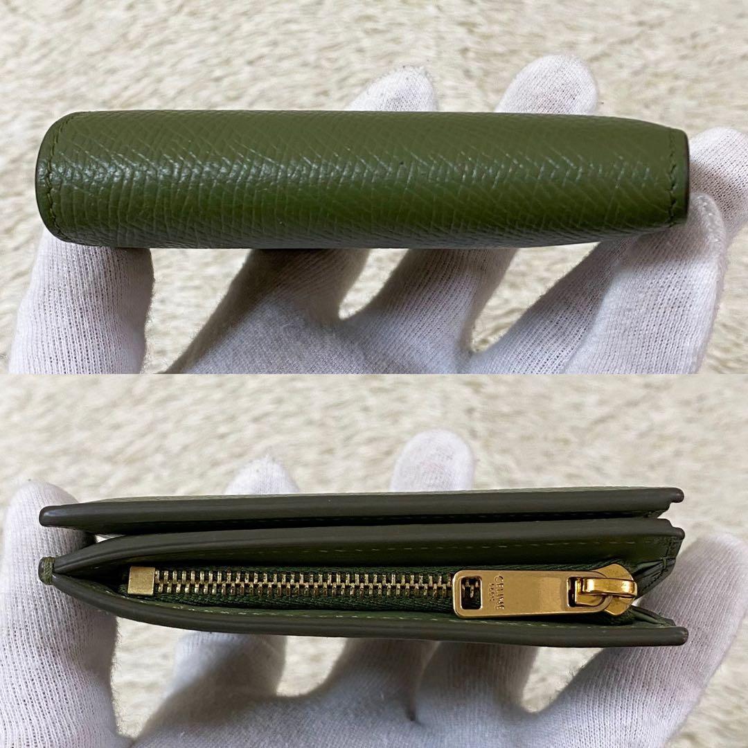 近代モデル【極美品】セリーヌ コンパクトウォレット グリーン ユニセックス